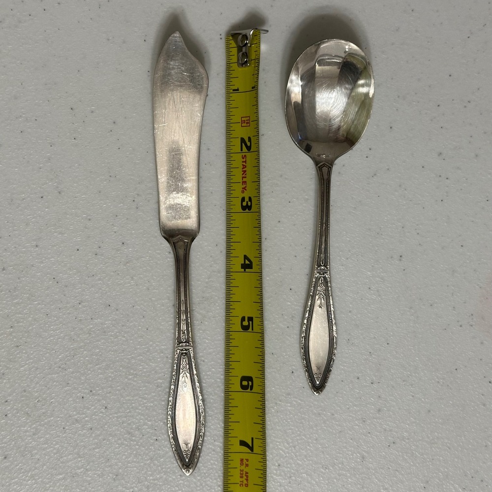 Wm. A. Rogers A1 Mystic Coronet Silverplate Butter Knife Sugar & Shell Spoon Set